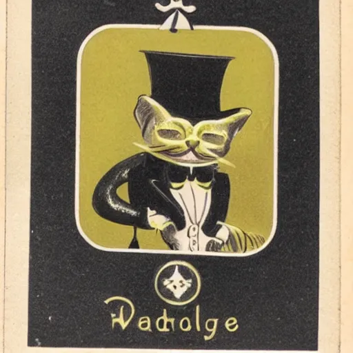 Image similar to a yellow cat with a top hat and a monocle!!, vintage photo