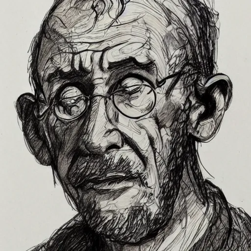 Image similar to a realistic yet scraggly portrait sketch of the side profile of a stern and sophisticated eustace bagge, trending on artstation, intricate details, in the style of frank auerbach, in the style of sergio aragones, in the style of martin ansin, in the style of david aja, in the style of mattias adolfsson