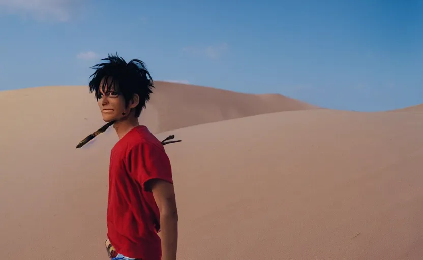 Image similar to a luffy in sand dunes, photography