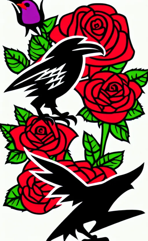 Image similar to ravens and roses illustration