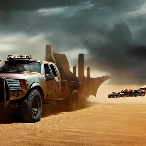 Image similar to velociraptor as a truck in the style of mad max and star wars, futuristic dramatic lighting, intricate photorealistic detail, many exotic high end features