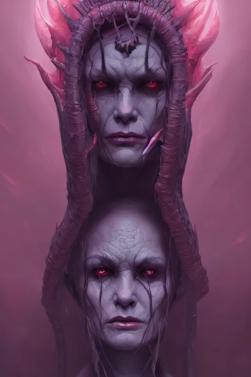 Image similar to a portrait of the queen of darkness, illustration, soft lighting, soft details, dark mood, painting oil on canvas by Wayne Barlowe octane render trending on artstation d&d characters, 4k, 8k, HD