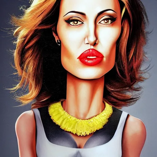 Image similar to an orange with the face of angelina jolie