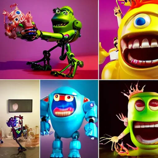 Image similar to single crazy melting plastic toy Pop Figure Robot monster 8K, by pixar, by dreamworks, in a Studio hollow, by jeff koons, by david lachapelle