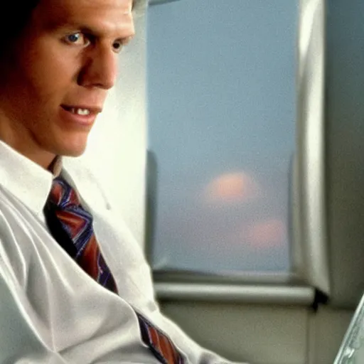 Image similar to Live Action Still of Jerma985 in Airplane!, real life, hyperrealistic, ultra realistic, realistic, highly detailed, epic, HD quality, 8k resolution, body and headshot, film still