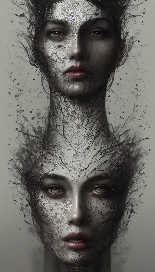 Image similar to a person dissolves into black ash, intricate, highly detailed!!, no noise, concept art, sharp focus, smooth, by Tom Bagshaw, artstation