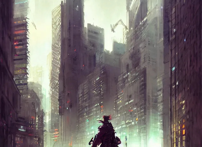 Prompt: jetstream sam in the city by greg rutkowski