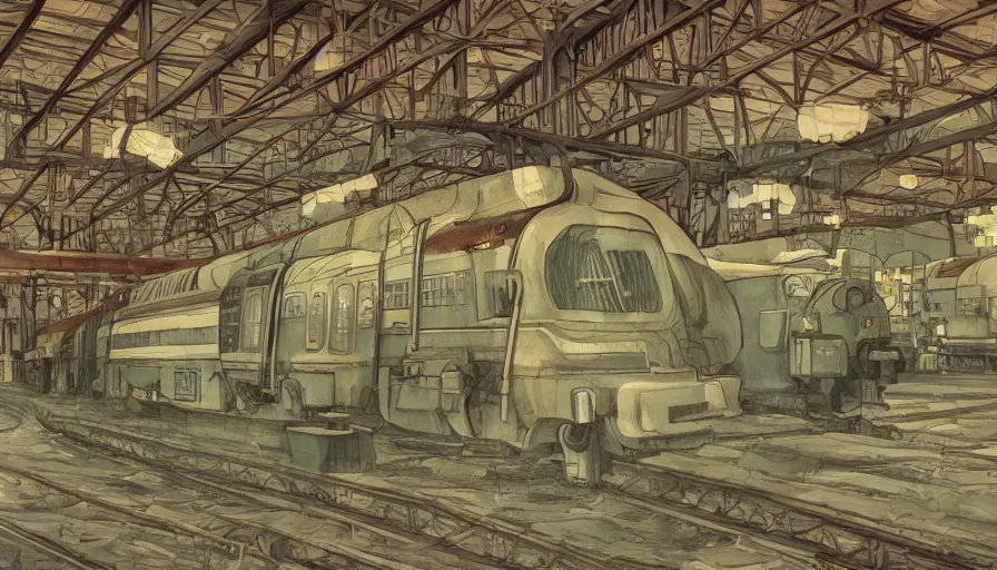 Prompt: soviet train station, anime professional with intricate details digital art made by mina petrovic, laica chrose, jessica prando, tsutomu nihei, studio ghibli, arcane, katsuhiro otomo, hayao miyazaki, akira toriyama, satoshi kon, unreal engine ultra hd 8 k 3 d