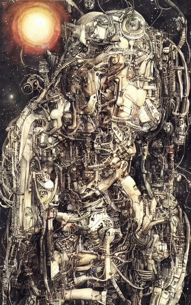 Image similar to a techno - spirit futurist cyborg hindu deva, future perfect, award winning digital art by santiago caruso and alan bean