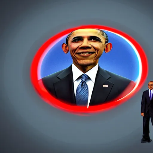 Prompt: Obama has a summon circle floating above his hand, Obama is smiling towards the viewer, 40nm lens, 4k,