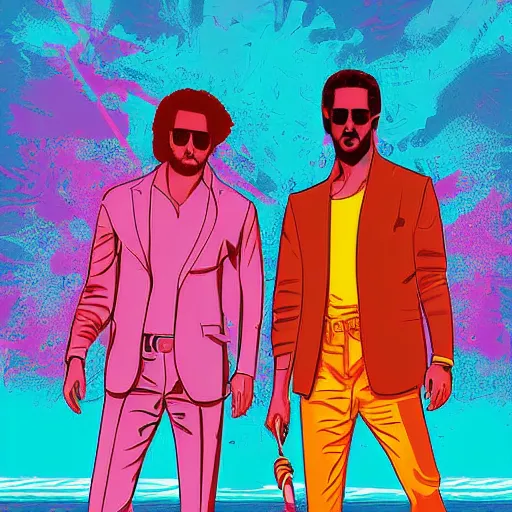 Prompt: miami vice artwork, 4 k digital art, 8 0's style