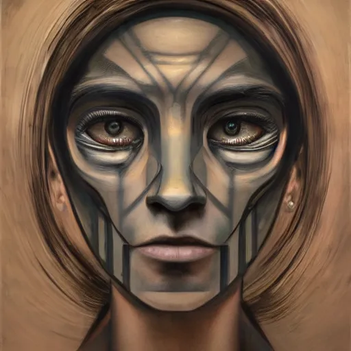 Image similar to detailed face of a woman with obsidian eyes in a biomorphic courtyard with dna sculptures at a science expo, atmospheric, ambient, pj crook, syd mead, livia prima, artgerm, greg rutkowski, nick alm, casey baugh