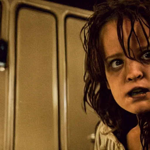 Image similar to a cinematic fill still from a 2015 horror movie aliens are sighted in Las Vegas, directed by Wes Craven, shallow depth of focus