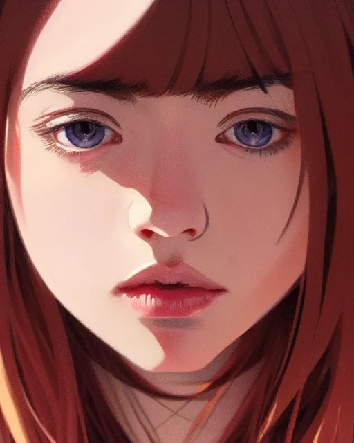 Image similar to portrait Anime Imogen Poots, skins, cute-fine-face, pretty face, realistically shaded, Perfect face, fine details. Anime. skins, realistic shaded lighting by Ilya Kuvshinov, katsuhiro otomo, ghost-in-the-shell, magali villeneuve, artgerm, rutkowski, WLOP Jeremy Lipkin, Giuseppe Dangelico Pino, Michael Garmash, Rob Rey