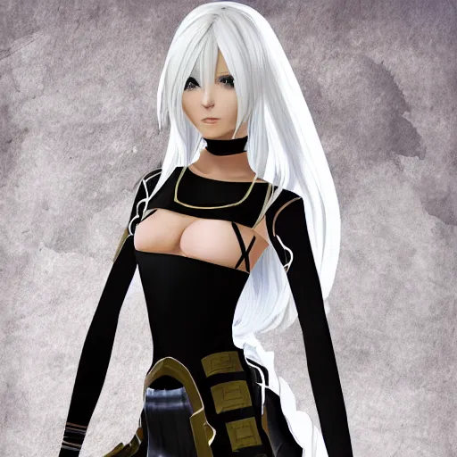 Image similar to a 2 from nier : automata wearing ukrainian national dress