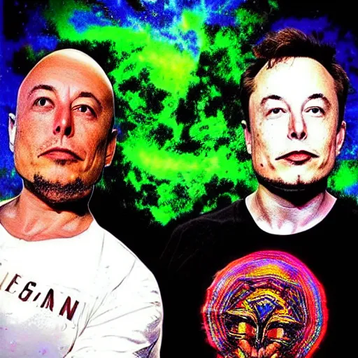 Image similar to “ elon musk on the joe rogan podcast trying dmt, psychedelic vivid photorealistic ”