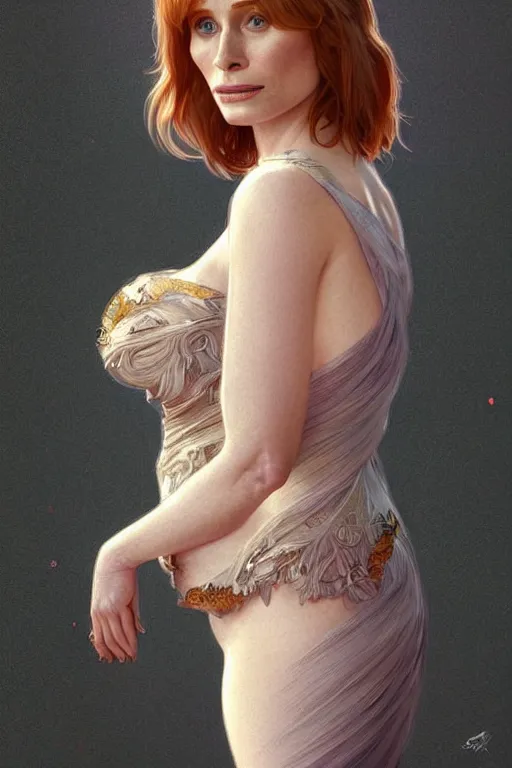 Prompt: motherly fertility full body portrait of Bryce Dallas Howard, intricate, elegant, highly detailed, digital painting, artstation, concept art, smooth, sharp focus, illustration, art by artgerm and greg rutkowski and alphonse mucha and loish and WLOP