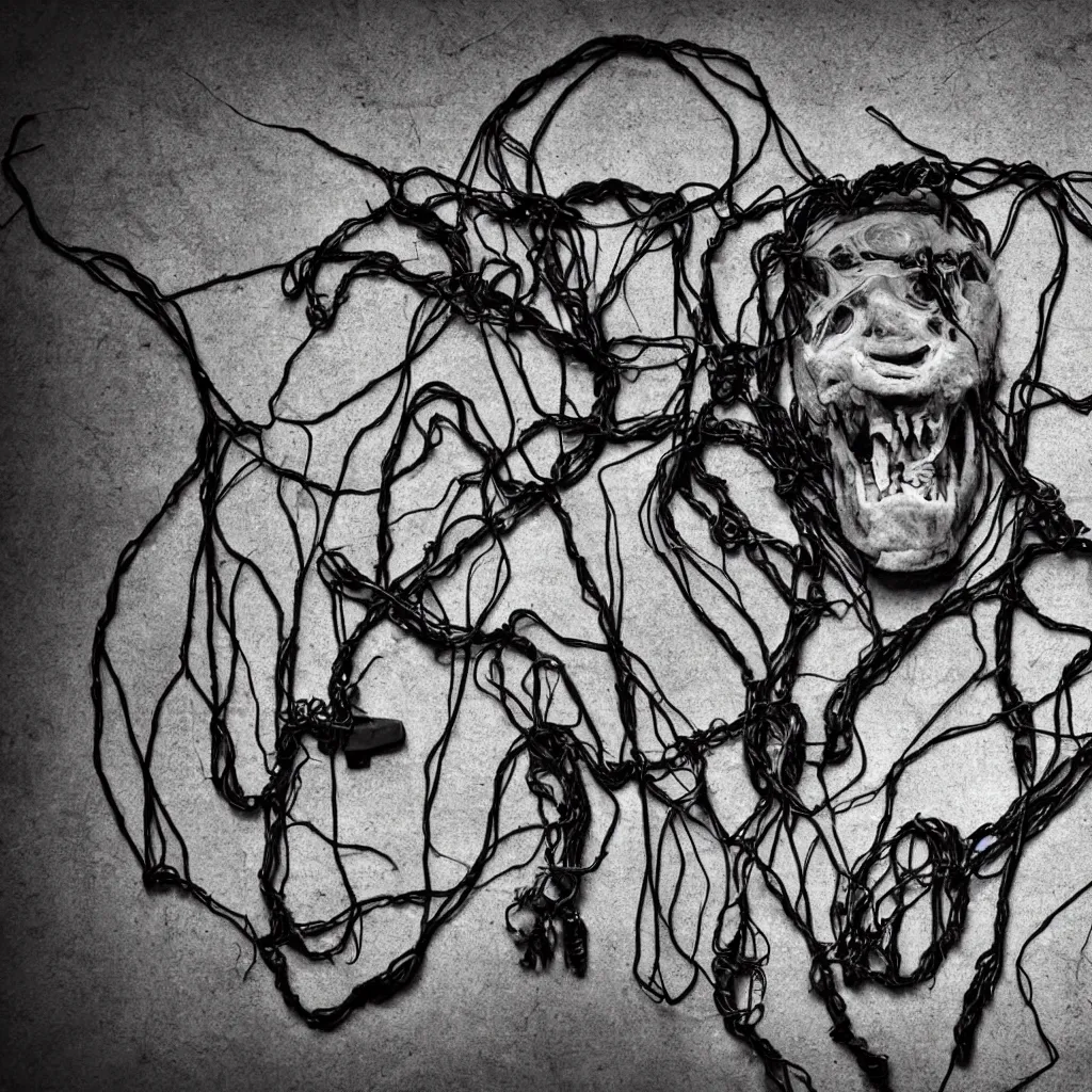 Image similar to Horrifying creature, haunted, horror, wires