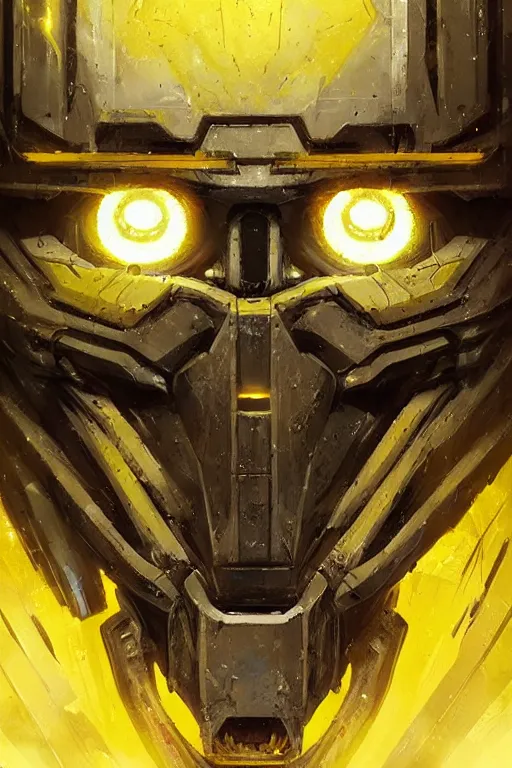 Image similar to portrait Keetongu bionicle eye in the center of his face yellow by Greg Rutkowski
