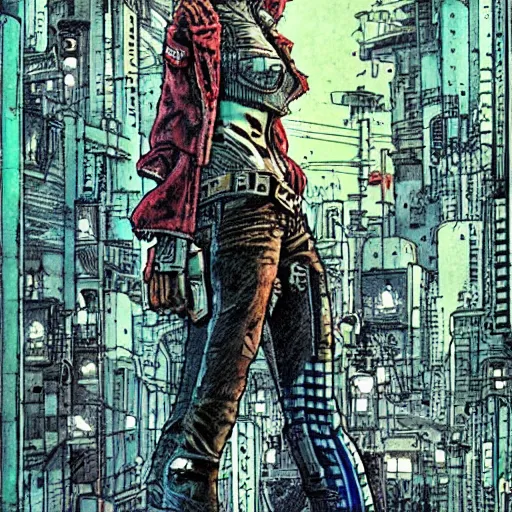 Prompt: android, killer - girl, 1 / 6 katsuya terada, style of cyberpunk, night, city,