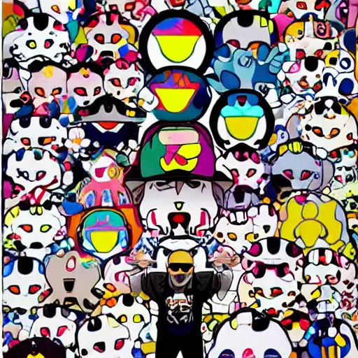 Image similar to streetwear fashion influencer character illustration by kaws by takashi murakami