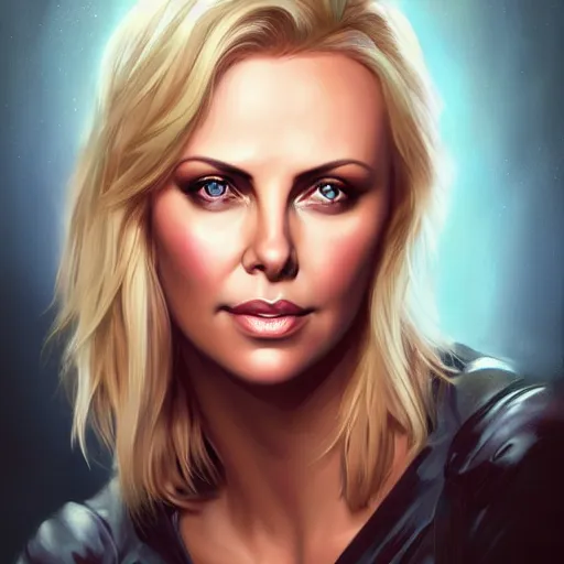 Image similar to portrait of charlize theron by charlie bowater