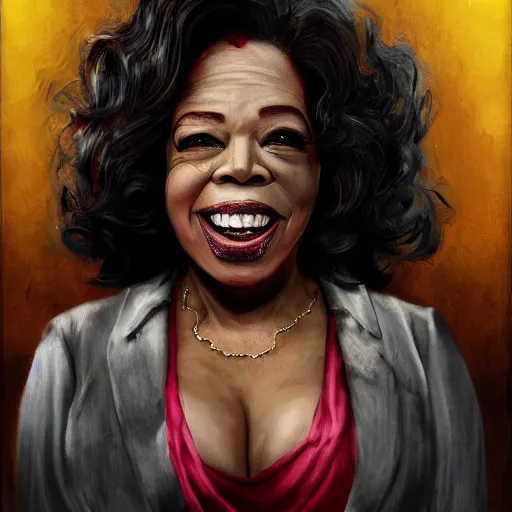 Prompt: a zombie Oprah Winfrey, by WLOP, horror, wounds, bloody, dark fantasy, trending on artstation