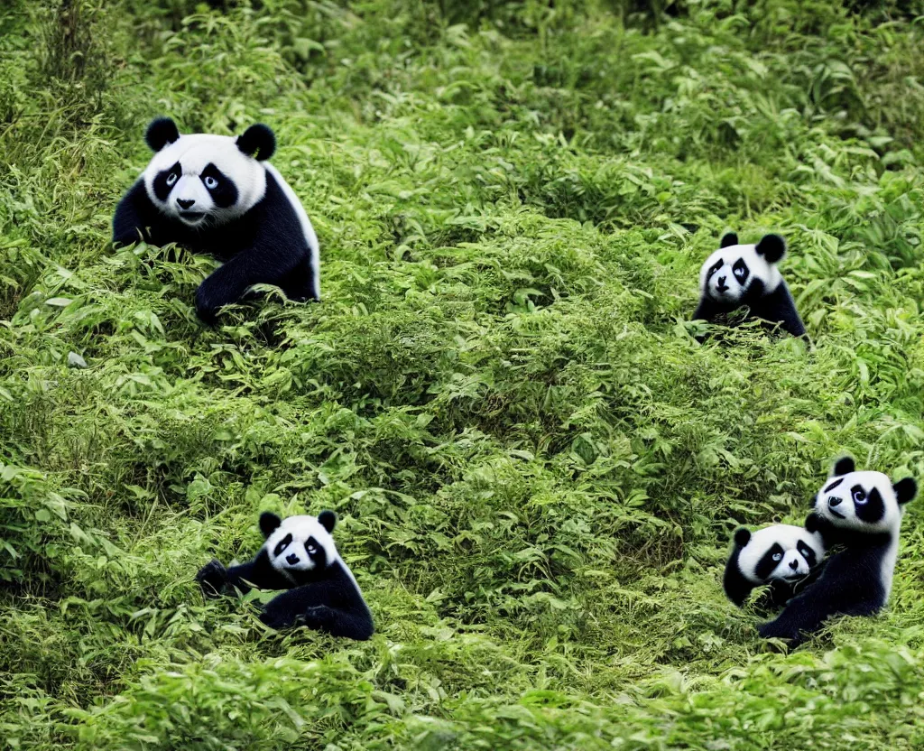 Prompt: Green panda in the wild, National Geographic photography