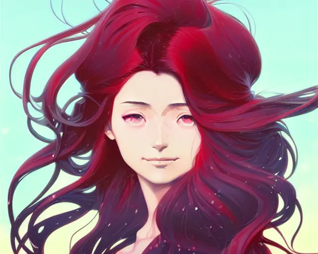 Image similar to a ultradetailed beautiful panting of rin tohsaka with flowing hair, by conrad roset, greg rutkowski and makoto shinkai, trending on artstation