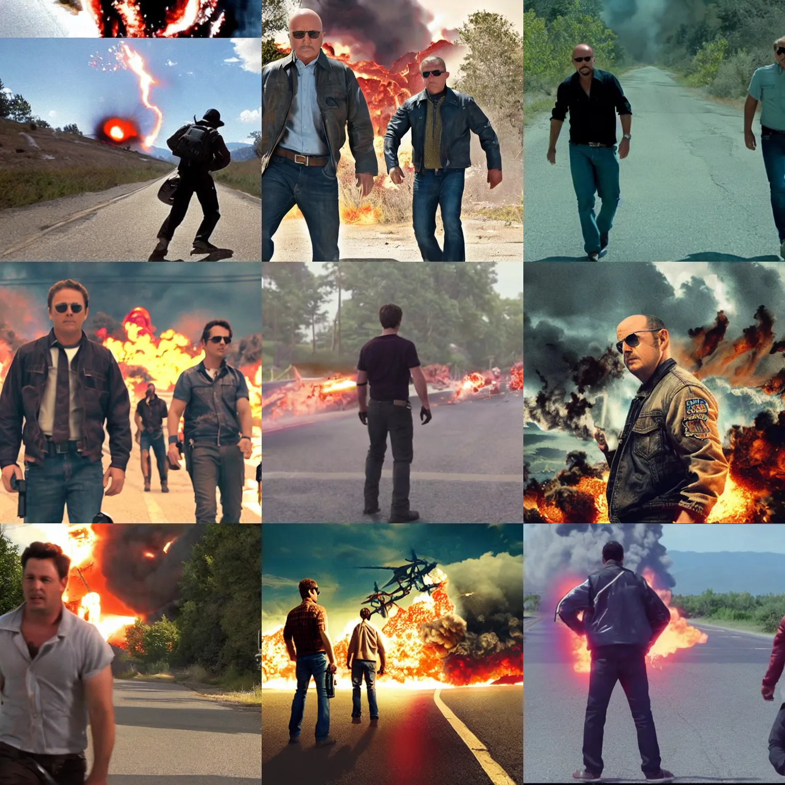 Prompt: cool guys don't look back at explosions