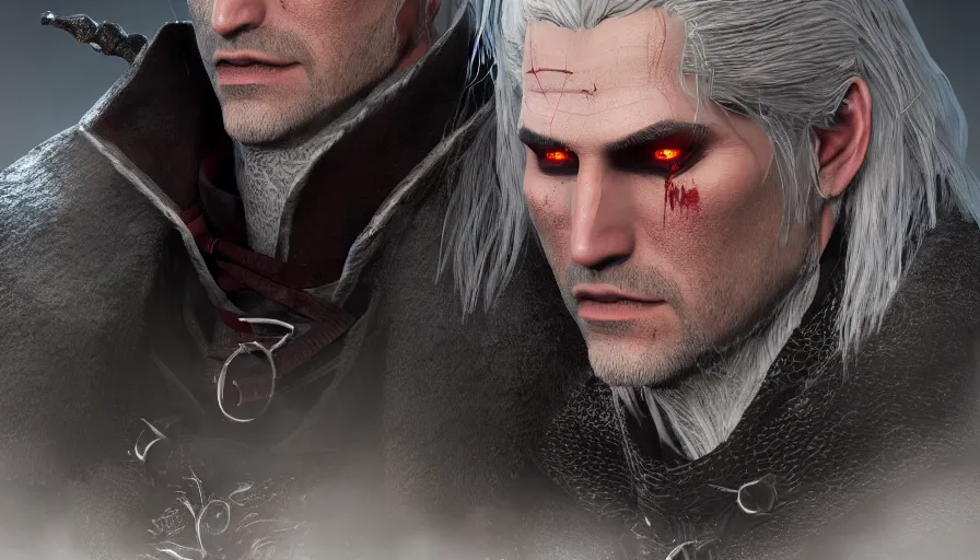 Image similar to a digital art portrait of vampire witcher character design from dark souls, blood mage paladin warlock inquisition character sheet, 4 k, ultra detail, volumetric lighting, unreal engine, octane render