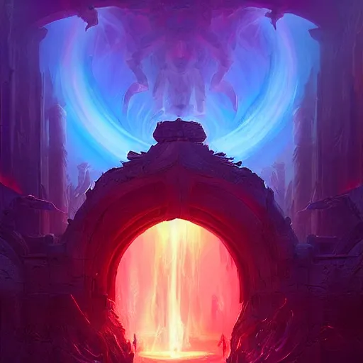 Prompt: a demonic magical ethereal portal!!! to a different realm, neon, realistic painting by noah bradley and raphael lacoste and ruan jia and marc simonetti