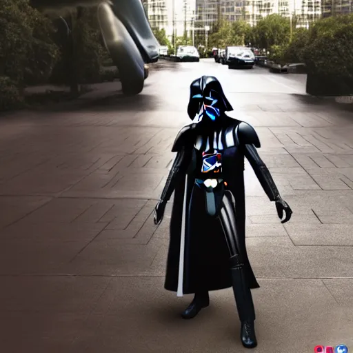 Prompt: darth vader playing with iphone