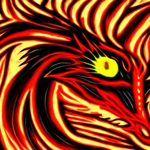 Image similar to close up of flamming fire dragon digital art