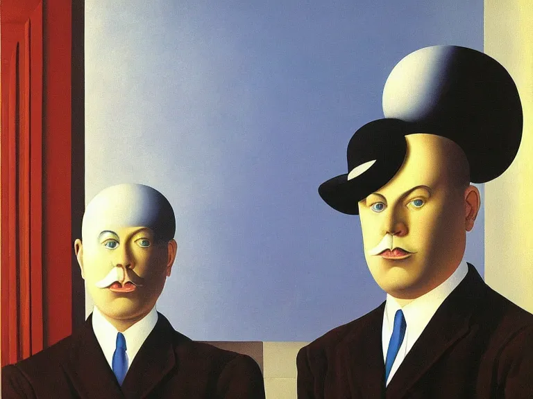 Prompt: illusion painting by rene magritte, high detail, high resolution