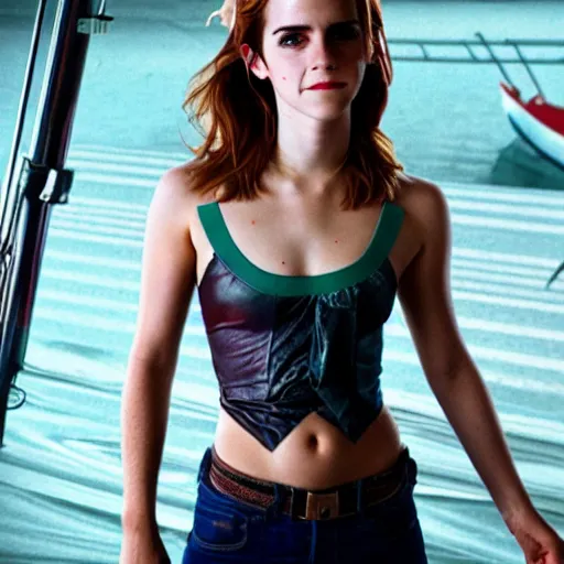 Image similar to a full-body portrait of emma watson as nami