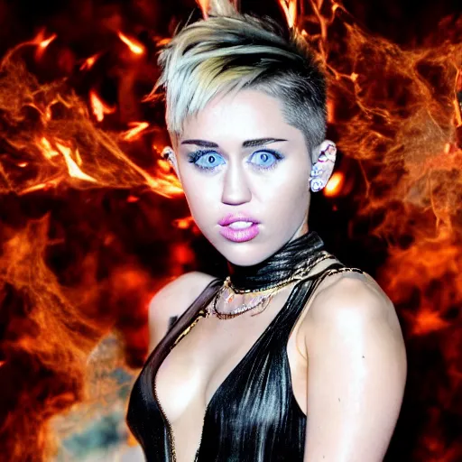 Prompt: an 8 k uhd photo of miley cyrus as a witch