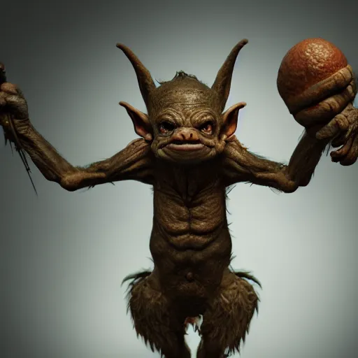 Prompt: a goblin, realistic, award winning render, studio lighting, detailed, 8k, HD, 3d, hyper realistic, octane render, cycles render,