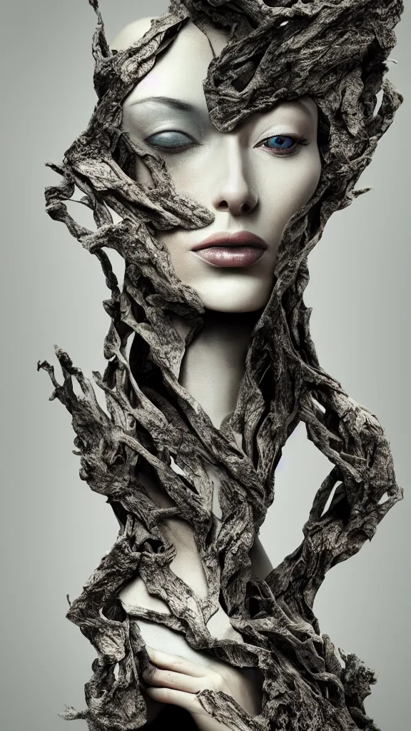 Prompt: tree by ingrid baars, octane render, 4 k, 8 k, sharp, very very stunning, twisted, vanishing, transparent, ethereal, mystical