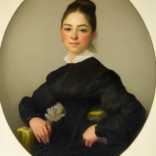 Image similar to a portrait of remy lacroix in an 1 8 5 5 painting by elisabeth jerichau - baumann. painting, oil on canvas