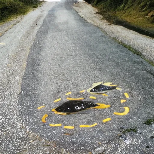 Prompt: road made of fish