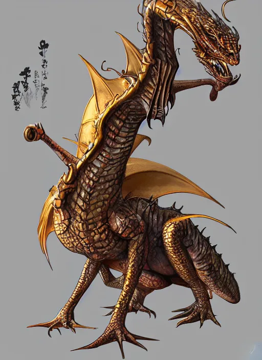 Prompt: real dragon with brass boiler life support system, concept art, creature design, anime, studio ghibli, artgerm, manga, trending on artstation, art nouveau, mature color scheme