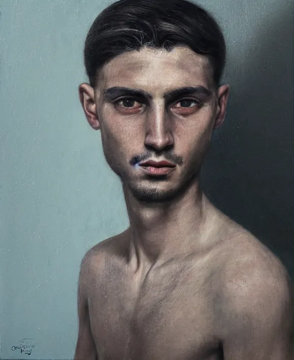 Image similar to heroic portrait of a young italian man. art by denys tsiperko and bogdan rezunenko, hyperrealism