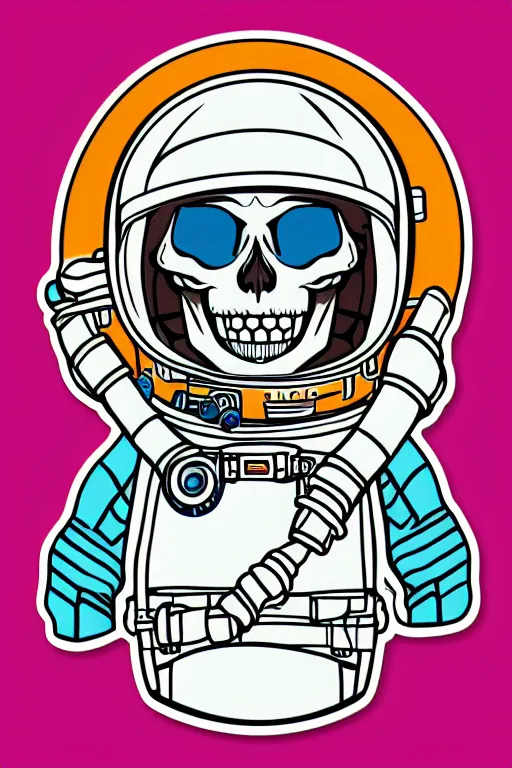 Image similar to A portrait of a skeleton as an astronaut, sticker, colorful, illustration, highly detailed, smooth and clean vector curves, no jagged lines, vector art, smooth