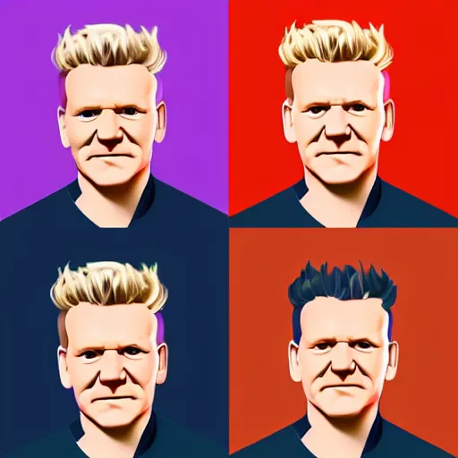 Image similar to a portrait of gordon ramsay, geometric shapes, rounded corners, candy colors, artstation, illustration, digital art