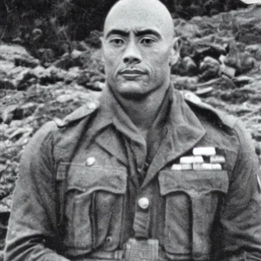 Image similar to the rock dwayn johnson Soldier , Historical photo in ww2