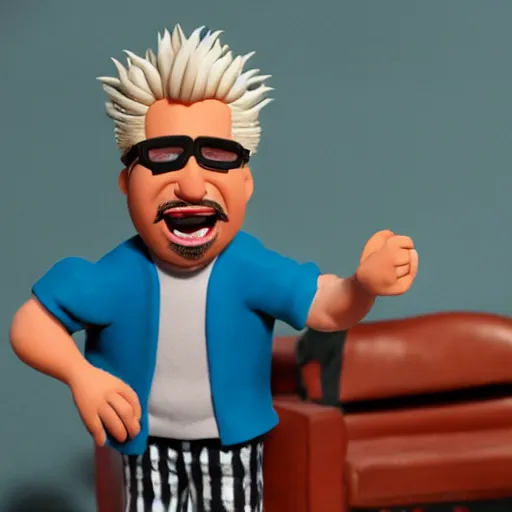 Image similar to movie style of claymation guy fieri in the style of wallace and gromit