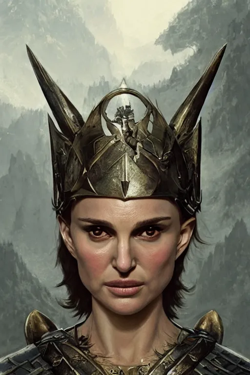 Image similar to natalie portman, legendary warrior, heroic, lord of the rings, tattoos, decorative ornaments, battle armor, by carl spitzweg, ismail inceoglu, vdragan bibin, hans thoma, greg rutkowski, alexandros pyromallis, perfect face, fine details, realistic shading photorealism