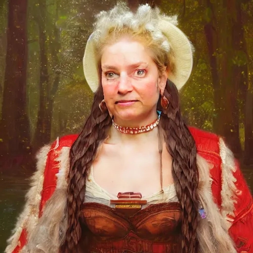 Prompt: portrait of a frysian woman ( 3 5 ) from friesland in 2 0 2 1, an oil painting by ross tran and thomas kincade