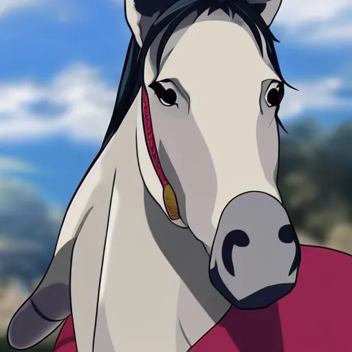 Prompt: a horse with anime skin